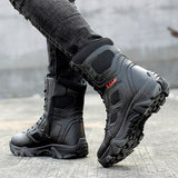 Men's Tactical Military Boots Casual Shoes Leather Army Motorcycle Ankle Combat Black Militares Hombre Mart Lion   