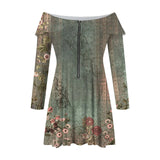 Midi Dresses Above Knee Spring Dress Women V-Neck Long Sleeves Printed Frocks For Girls Robe Hiver Femme MartLion   