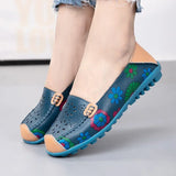 Spring Autumn Women Flats Split Leather Shoes Slip on Ballet Flats Flats Print Moccasins Loafers MartLion   