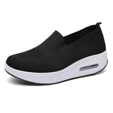 Women Flat Sneakers Comfy Light Thick Sole Breathable Mesh Female Shoes Slip-On Durable Spring Stylish Trend Leisure Flats MartLion black 35 