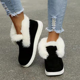 Ladies Ankle Boots Women Winter Warm Plush Fur Snow Suede Leather Shoes Ladies Slip on Female Footwear Mart Lion   