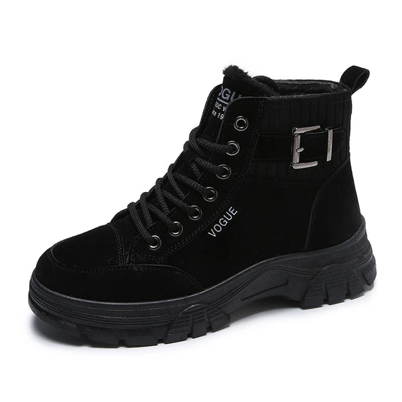 Warm Women's Boots Outdoor Work Shoes Casual Anti-slip Snow Trendy Casual Footwear Walking MartLion black 35 