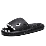 Breathable Men's Slippers Summer Outdoor Slides Massage Flip Flops Non-slip Flat Beach Sandals Shark Sneakers Shoes Mart Lion 02-Black 6 
