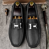 Men's Penny Loafers Genuine Leather Moccasin Driving Shoes Casual Slip On Flats Boat Mart Lion   