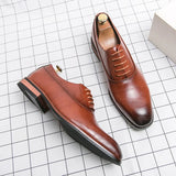 Luxury Men's Shoes Casual Pointed Oxford Wedding Leather Dress Gentleman Office MartLion   