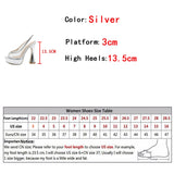 Liyke Runway Style Crystal Rhinestones Women Platform Pumps Sandal Peep Toe Slip-On Silver High Heels Wedding Banquet Shoes Mart Lion   