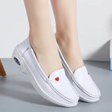 Women's shoes Hospital nurse soft bottom white white slope heel increased leather deodorant pedal MartLion   