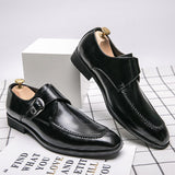 British Style Men's Dress Shoes Formal Split Leather Footwear Buckle Strap Oxfords Mart Lion   