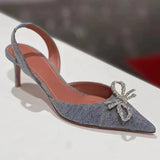 Crystal Clear heeled Women Pumps Luxury Rhinestones Bowknot Transparent PVC High heels  Elegant Summer Wedding Shoes MartLion Denim 40 