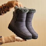 Waterproof Boots Women Casual Winter Warm Plush Soft Platform Snow Slip on Cotton Padded Shoes MartLion   