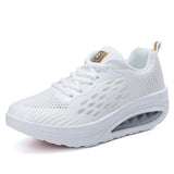 Casual Vulcanized Shoes Women's Lightweight Breathable Mesh Shoes Non-slip Sneakers Walking MartLion WHITE 35 