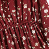 Floral Print Bohemian Chiffon Bow Neck Flare Sleeve A-Line Women's Dress Elastic Waist Knee-Length Dresses Spring MartLion   