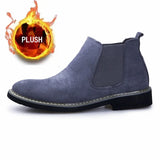 Genuine Leather Men's Boots High Top Casual Shoes Autumn Winter Optional Plush Warm Shoes MartLion Gray(Plush) 45(28.0CM) 