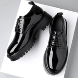 Style Youth Round Toe British Style Low Heeled Lace Up Casual  Leather Shoes for Men MartLion black 44 