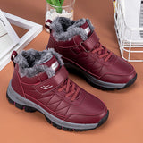 Winter Leather Boots Women Men's Shoes Waterproof Plush Keep Warm Sneakers Outdoor Ankle Snow Casual Mart Lion   