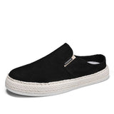 Fujeak Non-slip Men's Shoes Half Slippers Casual Loafers Flat Sneakers Walking Footwear Mart Lion Black 39 