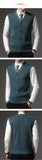 Men's Clothing Top Grade Winter V Neck Woolen Brand Knit Cardigan Casual Sweater Vest Sleeveless MartLion   