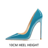 Pointed Shallow Mouth Patent Leather Stiletto Heels Women's Single Shoes MartLion   