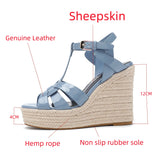 Women's High Heel Thick Sole Sandals Summer High Heel Shoes Patent Leather Slope Heel Open MartLion   