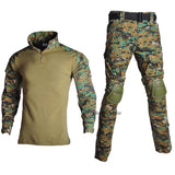 Tactical Uniform with Elbow Knee Pads Camouflage Tactical Combat Training Shirts Pants Sets Airsoft Hunting Clothing Suit MartLion woodland digital S 