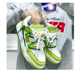 Trendy Men's Platform Sneakers Skateboard White Green Flat Skate Shoes Non-slip Outdoor Zapatillas De Skate MartLion   