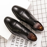 Classic Italian Style Career Office Leather Shoes Pointy Toe Wedding Dress Shoes Men MartLion   