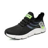 Men's Shoes Breathable Classic Running Sneakers Outdoor Light Mesh Slip on Walking Tenis MartLion Black white 36 