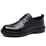 Golden Sapling Casual Shoes Men's Genuine Leather Flats Leisure Work Shoe Loafers Party Wedding Footwear MartLion Black 42 