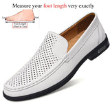 Slip On Leather Casual Shoes Men's Loafers Luxury Hombre Homme Social slip-ons MartLion White(Hole) 46 