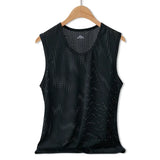 Men's Tops Ice Silk Vest Outer Wear Quick-Drying Mesh Hole Breathable Sleeveless T-Shirts Summer Cool Vest Beach Travel Tanks MartLion black 4XL 