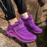 Hiking Shoes Winter Snow Boots Warm Plush Women Waterproof Outdoor Non-slip Hiking Sneakers MartLion PURPLE 36 