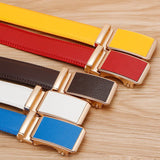 Golden Automatic Buckle Belt Men's and Women Universal Casual Red Blue Green Black White Female Waistband MartLion   