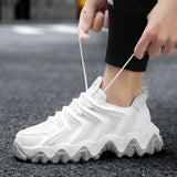 Vulcanized Sneaker Men's Casual Shoes Lightweight Walking Elastic Chunky Sneaker Outdoor Luxury Tenis MartLion white 36 