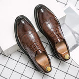 Gentleman Formal Leather Shoes Men's Dress Classic Formal Office Oxford Derby MartLion Brown 38 