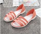 Summer Peep Toe Stappy Women Sandals Shoes Candy Color  Beach Valentine Rainbow Clogs Jelly Flats Mart Lion   