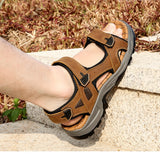 Summer Leisure Men's Shoes Beach Sandals Genuine Leather Soft Mart Lion   