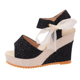 Lace Leisure Women Wedges Heeled Shoes Summer Sandals Party Platform High Heels Mart Lion   