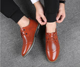 Men's Casual Leather Shoes Lace-up Hollow Breathable Driving Flats Outdoor Sports Mart Lion   