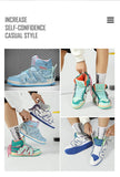 Printed Men's Sneakers Breathable Leather High-top Sneakers Lace-up Non-slip Casual MartLion   