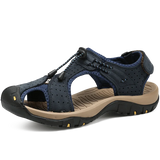 Summer Leather Men's Shoes Sandals Slippers MartLion 7236Blue 40 