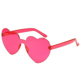 Women Colors Polycarbonate Heart Shape Tinted Party Sunglasses Girls Vintage Colors Rimless MartLion Rose red Other 