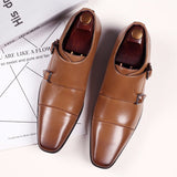 Elegant Brogue Shoes Men's Lace Up Point Toe Oxfords Formal Style Leather Wedding Party Social Office Mart Lion   