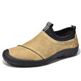 Men's leather shoes Outdoor men's casual Breathable soft driving Non slip manual walking sports MartLion Khaki 38 