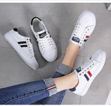 Women's Genuine Leather Sneakers Casual Sports Shoes Vulcanized White Flat Shoe Ladies White Sneakers MartLion   