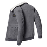 Winter Fleece Jacket Men's Warm Thick Corduroy Fur Collar Coat Casual Outdoor Windproof Outwear MartLion   