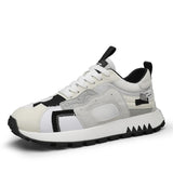 Trendy Casual Shoes All Season Sneakers Non-slip Running Tide Men's Breathable MartLion white black 39 