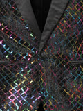 Glitter Embellished Groom Jacket Stylish Men's One Button Shiny Plaid Tuxedo Nightclub Prom Stage blazers MartLion   