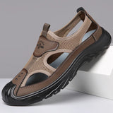 Summer Breathable Men's Bag Head Sandals Hollow Mesh Hole Shoes Outdoor Sports Leisure Beach Shoes MartLion Khaki 46 