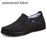 Autumn Men's Casual Breathable Cloth Shoes Low Top Flat Lace up Waterproof Leather Casual Lazy MartLion A-black 44 