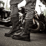 Men's Military Tactical Boots Motorcycle Leather Footwear Cowboy Casual Shoes Gothic Punk Mart Lion   